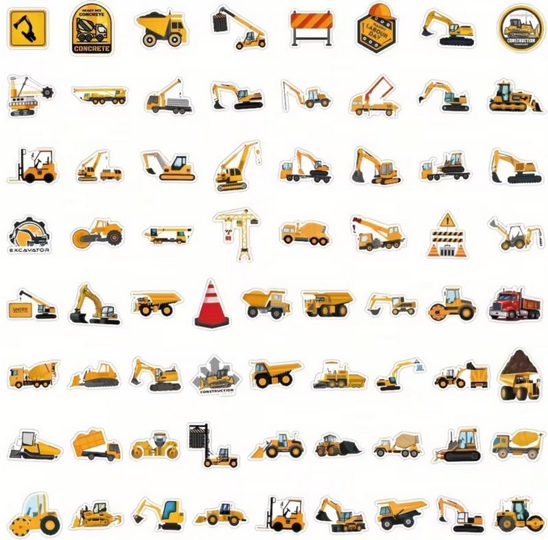 Set 66 samolepek auta - stavební stroje