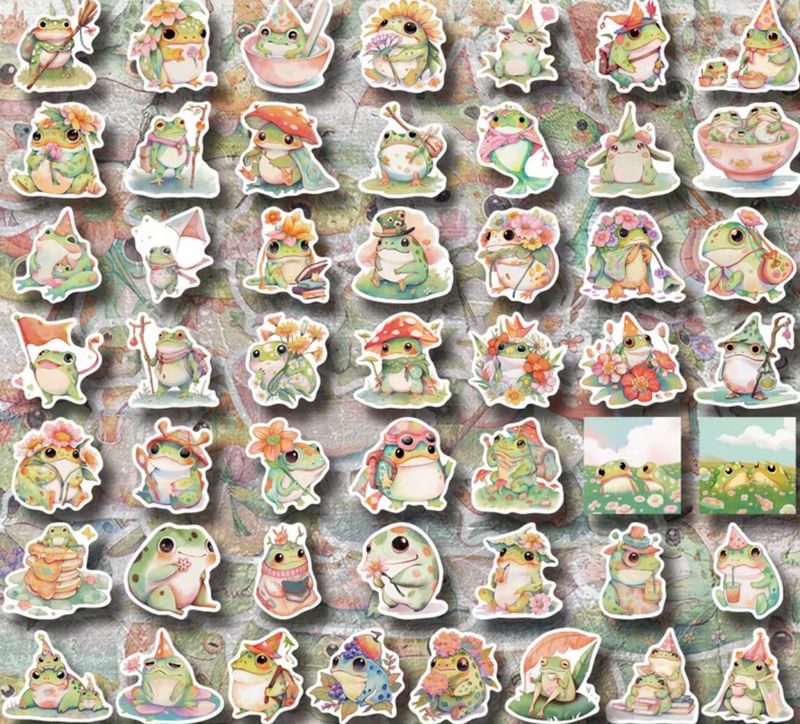 Set 50 samolepek žába (3)