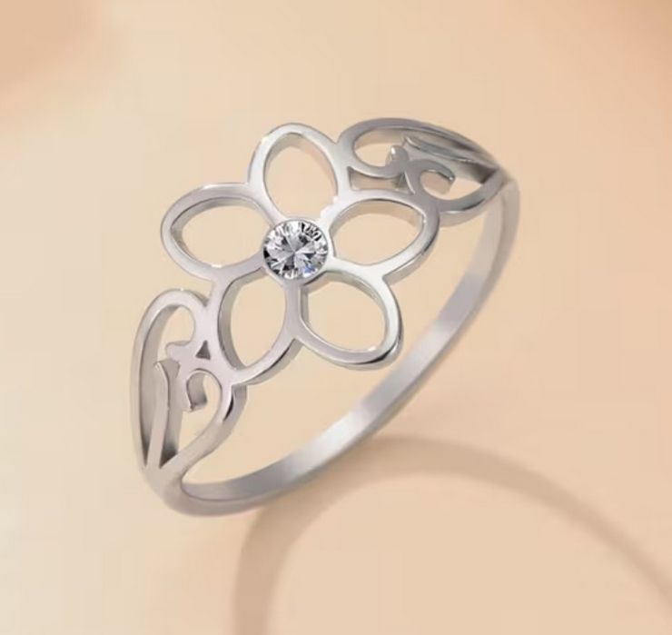Prsten květina - ocelový (2)