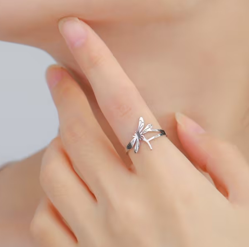 Prsten vážka - ocelový