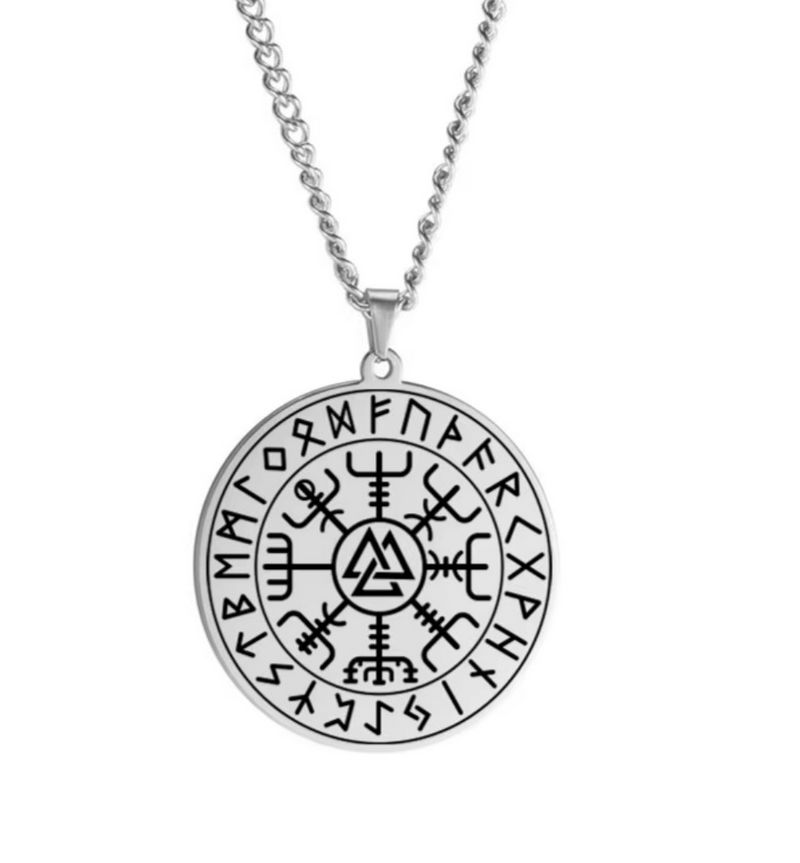 Řetízek Vegvísir - kompas (19) - ocelový