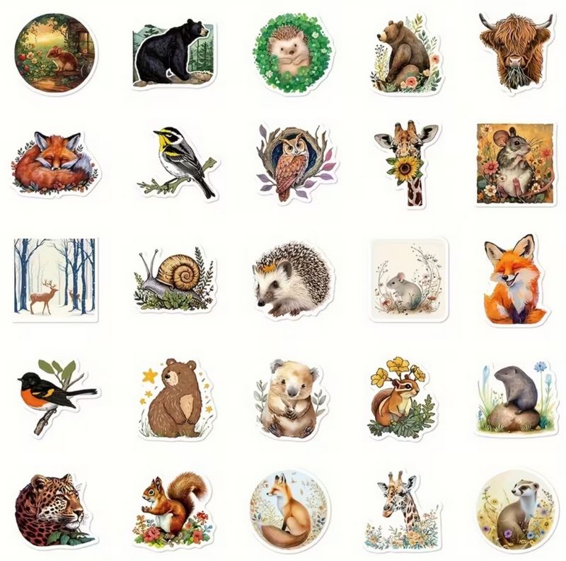Set 50 samolepek zvířátka (12)