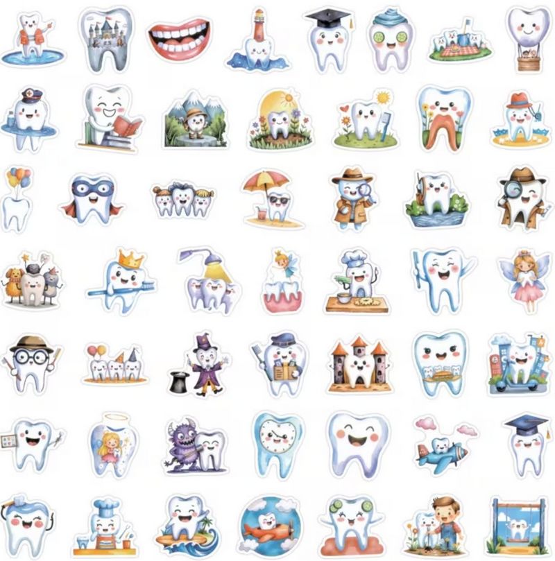 Set 100 samolepek zub
