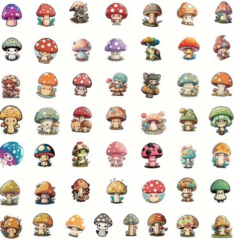 Set 50 samolepek houby (4)