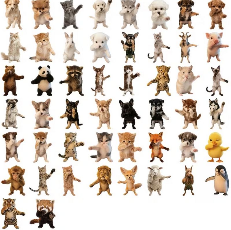 Set 50 samolepek zvířátka (13)