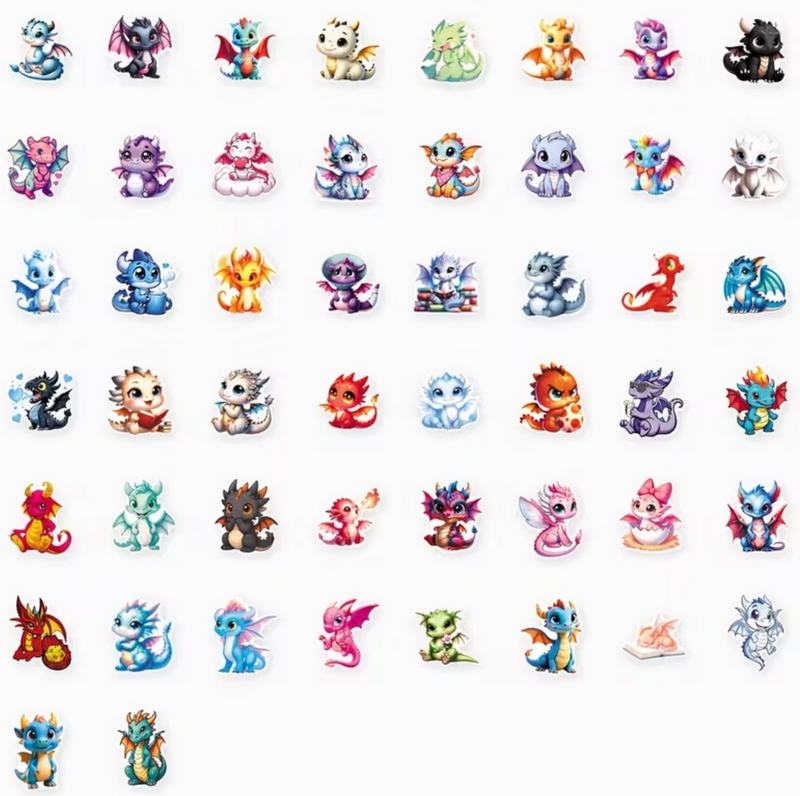 Set 50 samolepek drak (7)
