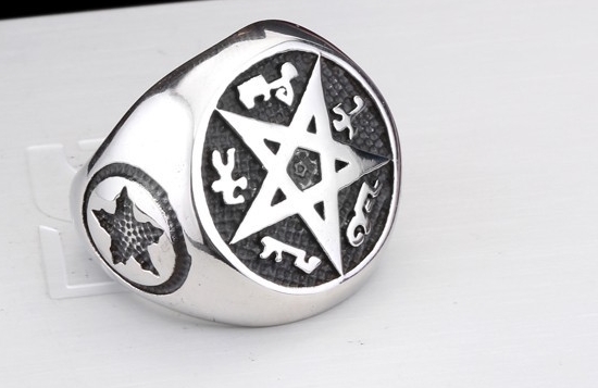 Prstýnek Supernatural - pentagram (ocel) - 2