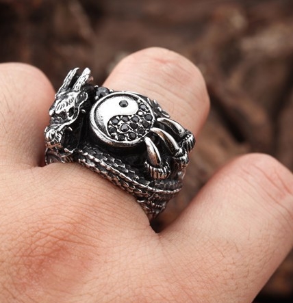 Prstýnek Yin yang (ocel)