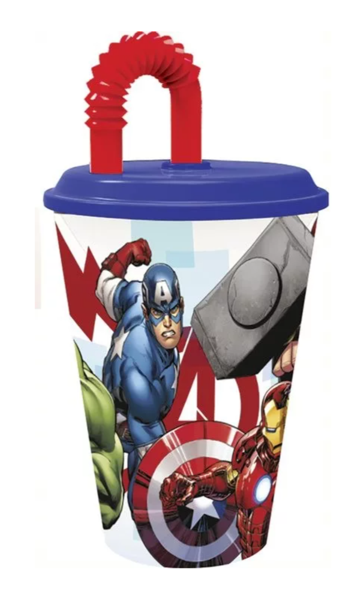 Plastový kelímek s brčkem Avengers - 430 ml