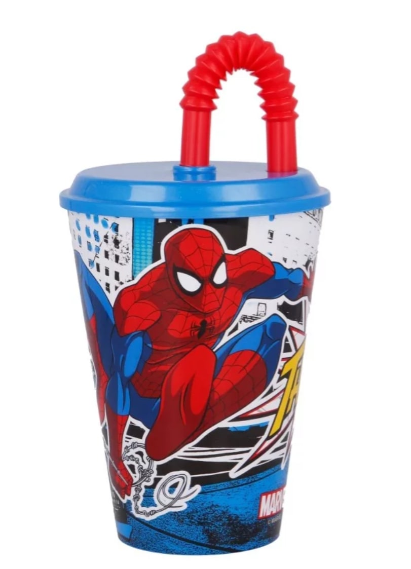 Plastový kelímek s brčkem Spider-Man - 430 ml