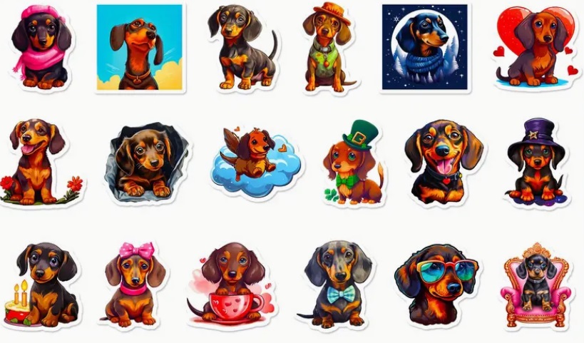 Set 50 samolepek jezevčík (2)