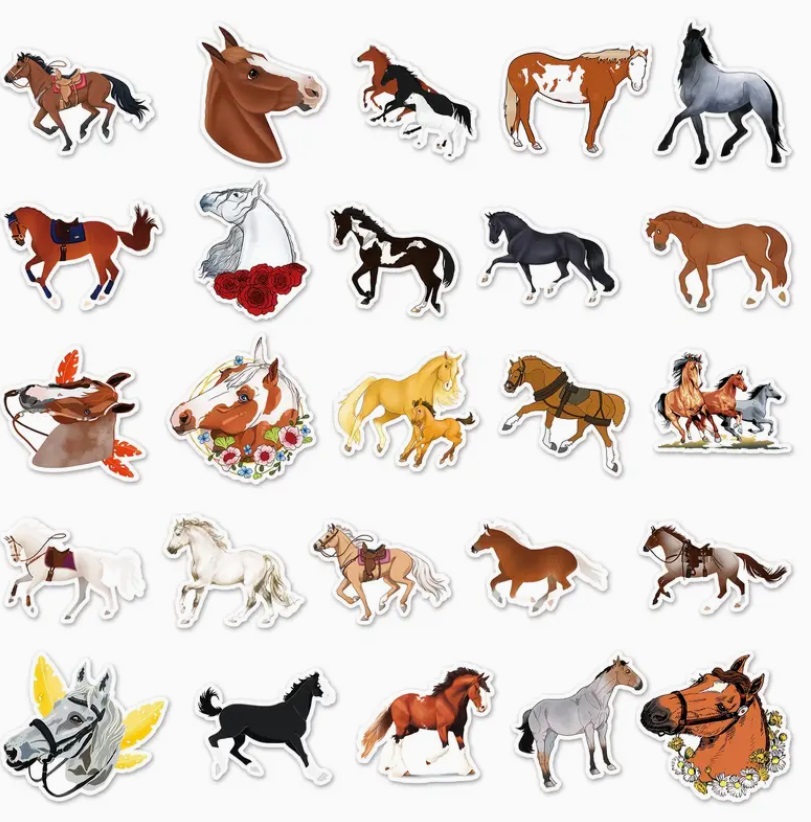 Set 50 samolepek kůň (3)