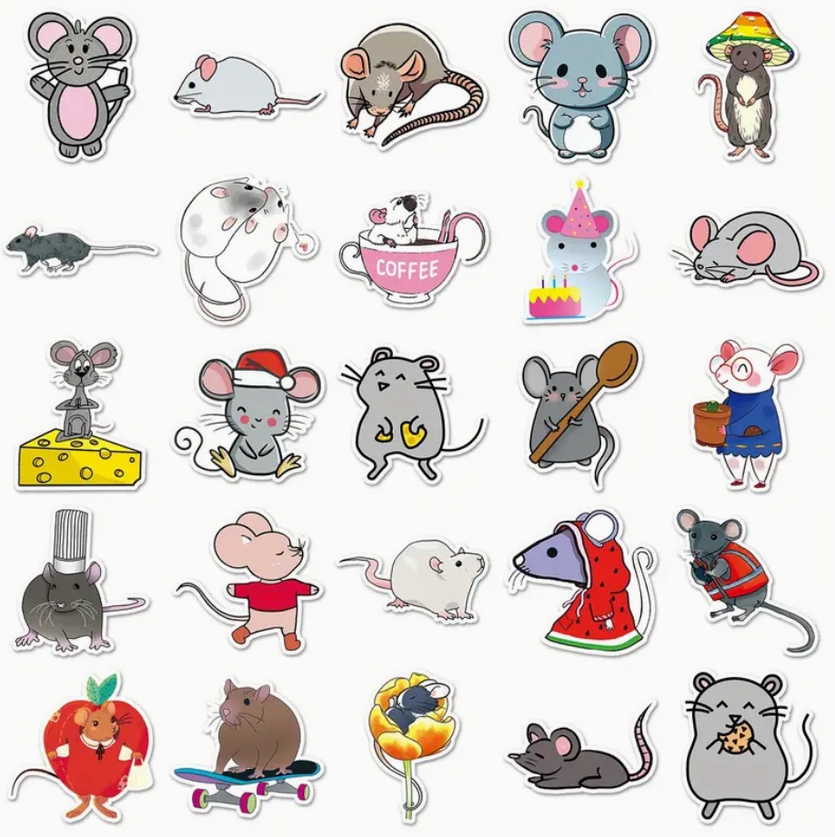 Set 50 samolepek myš