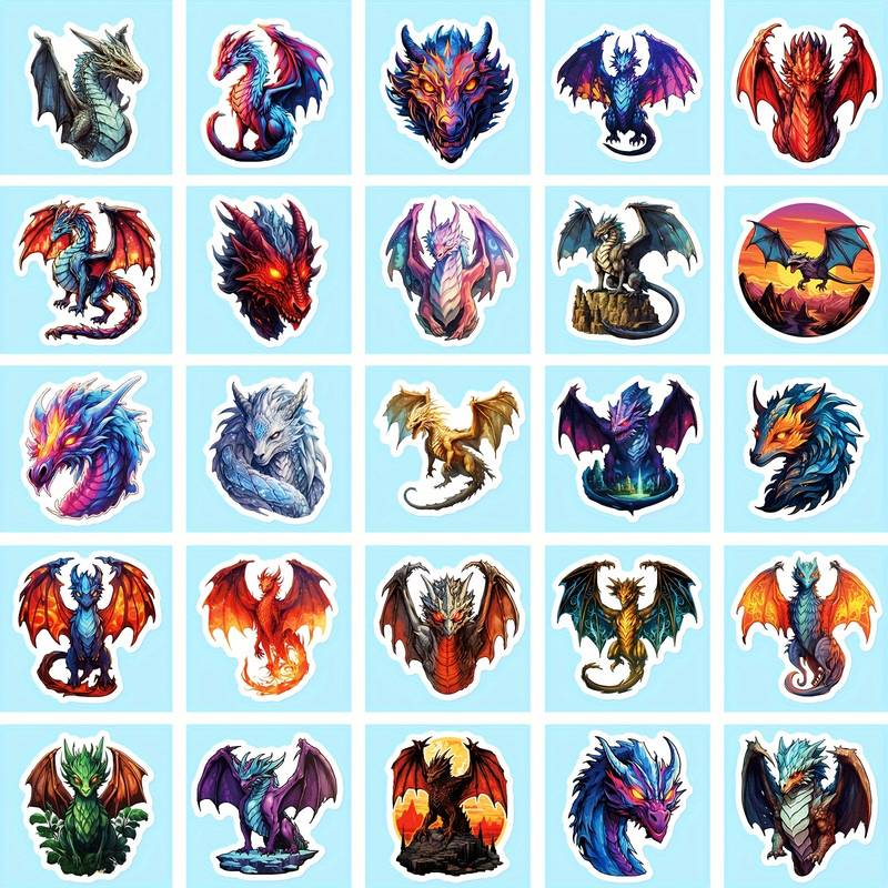 Set 50 samolepek drak (2)