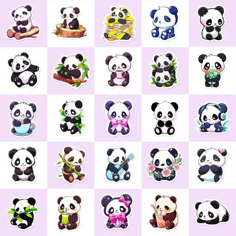 Set 50 samolepek panda (4)