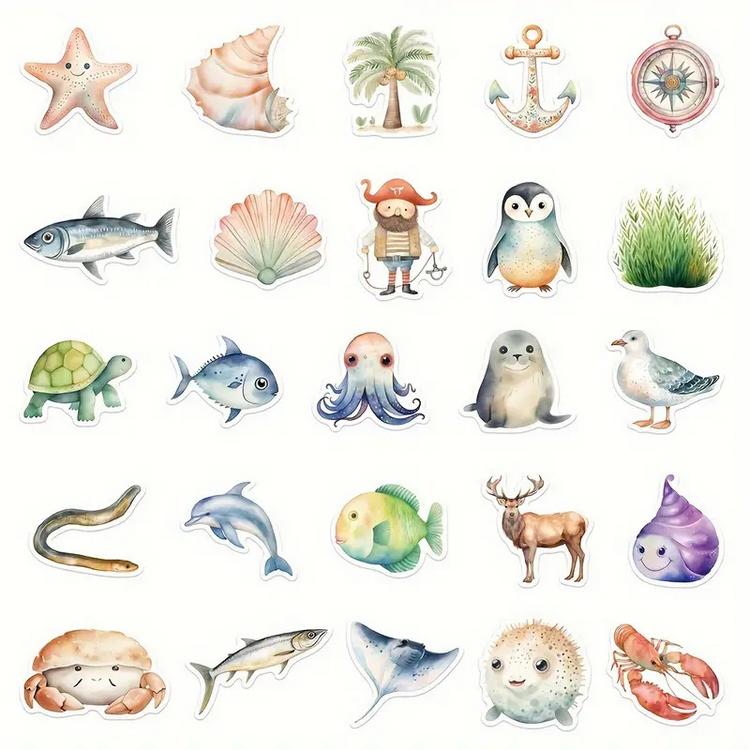 Set 50 samolepek podmořský život a jiné