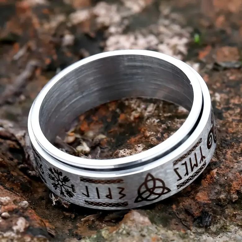 Prsten vikingské runy - ocelový (3)