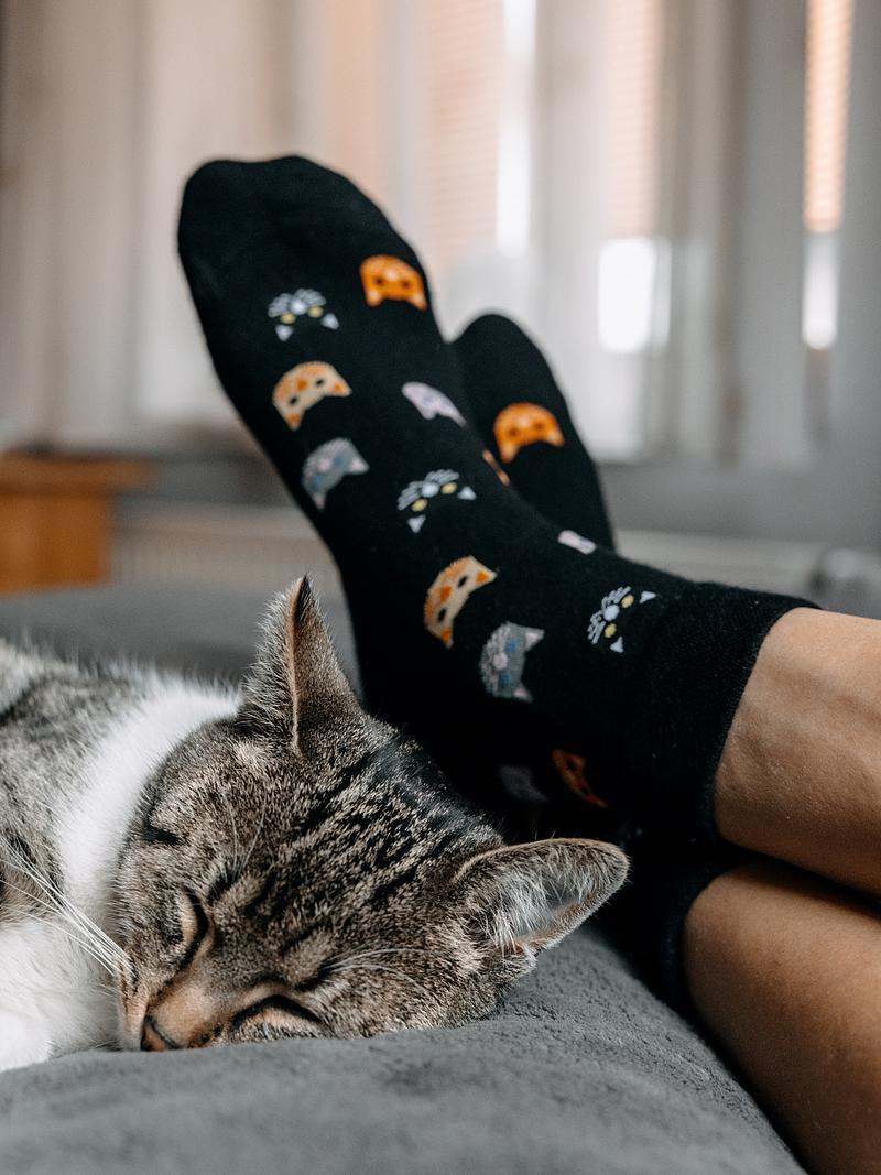 Ponožky kočka - černá