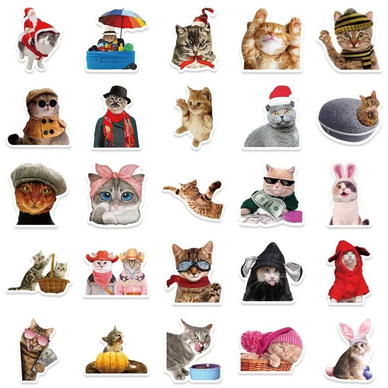 Set 50 samolepek kočka (11)