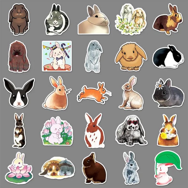 Set 50 samolepek zajíček králíček (3)