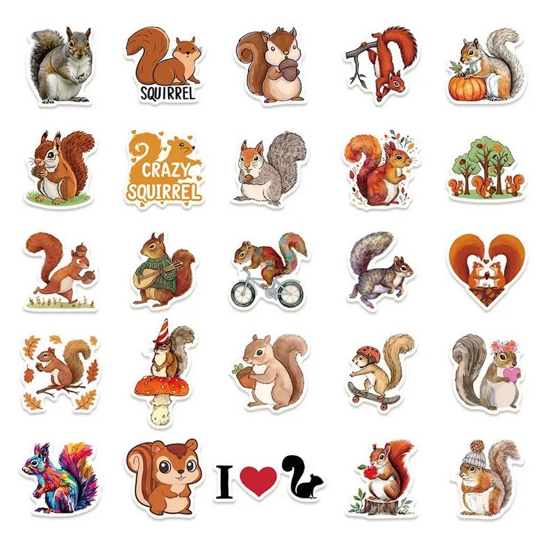 Set 50 samolepek veverka