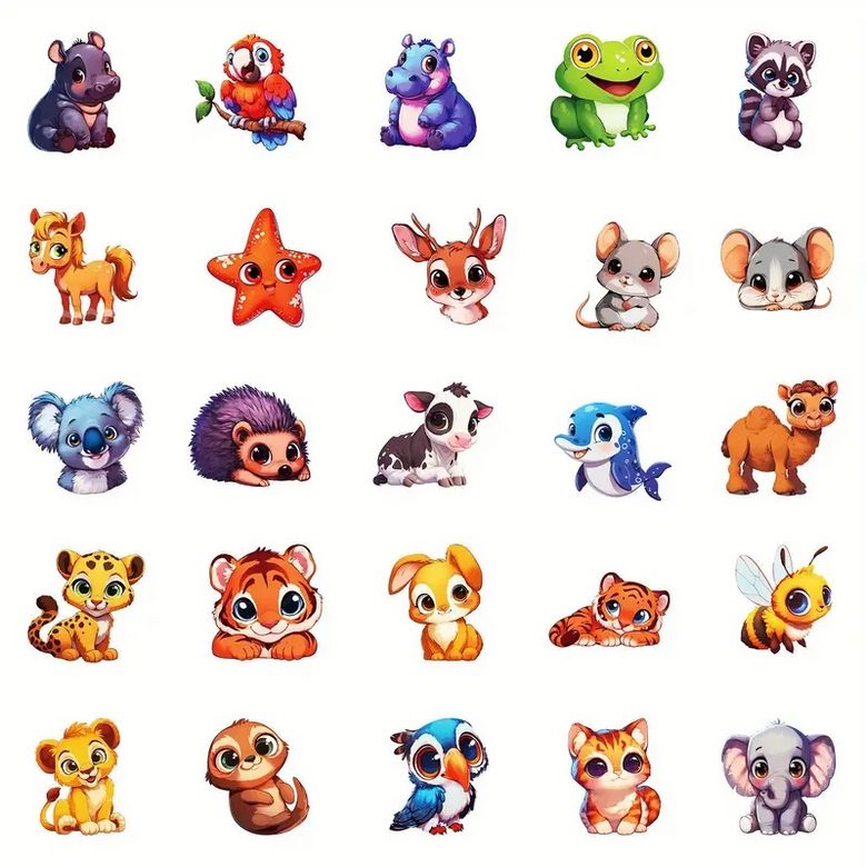 Set 50 samolepek zvířátka (6)