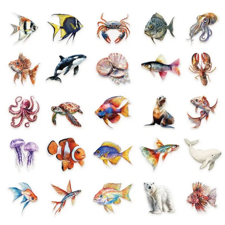 Set 50 samolepek podmořský život (5)