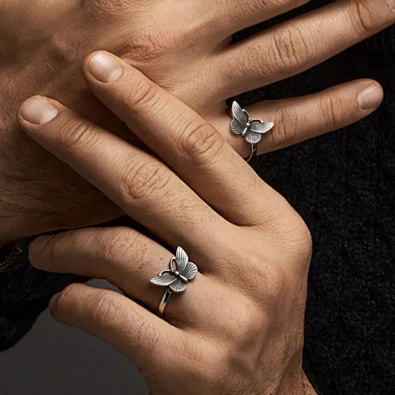 Prsten motýl (ocelový) 8