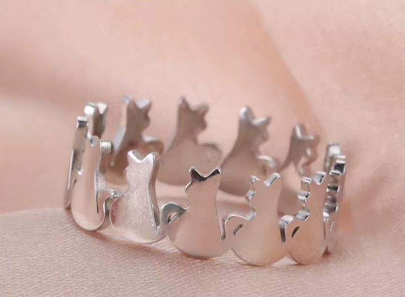 Prsten kočka - ocelový (10)