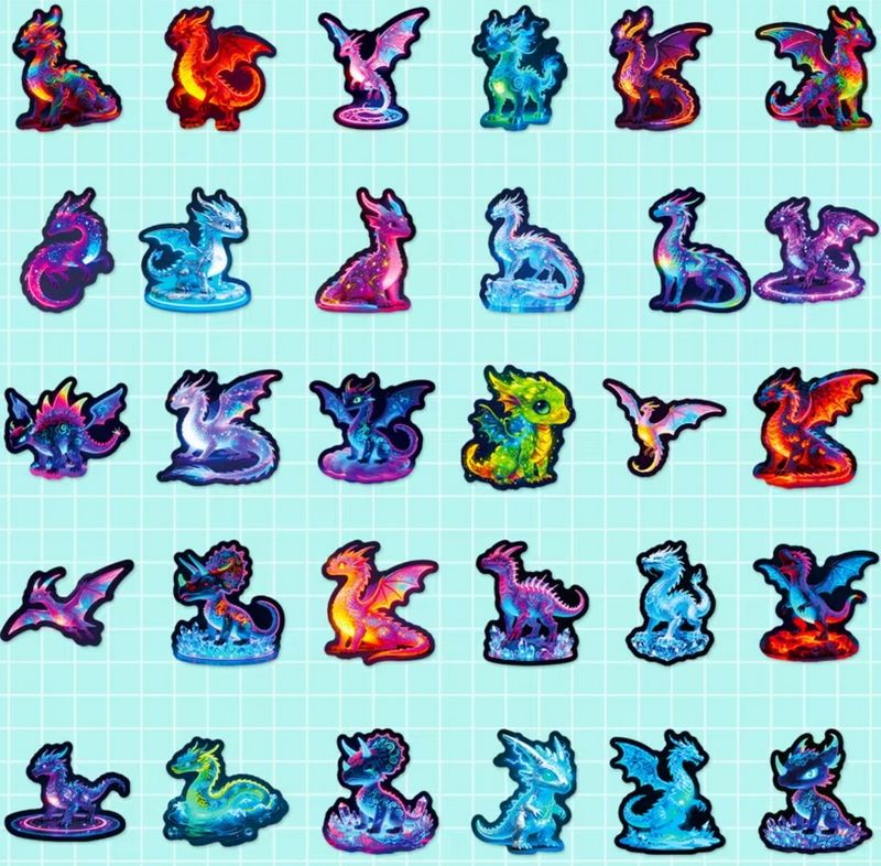 Set 56 samolepek drak