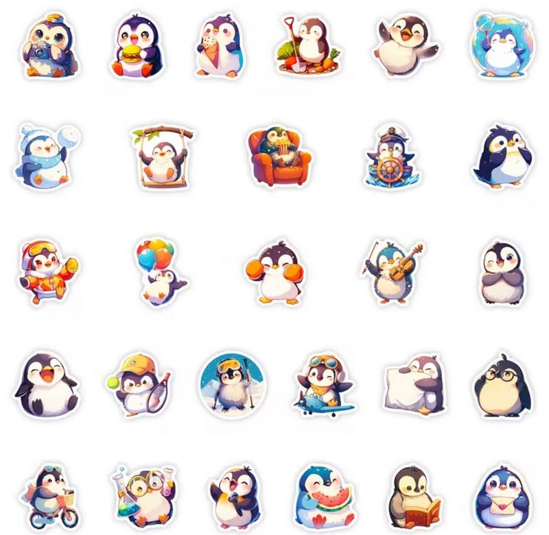 Set 60 samolepek tučňák