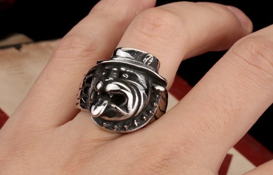 Prsten Bulldog s kloboukem - ocelový