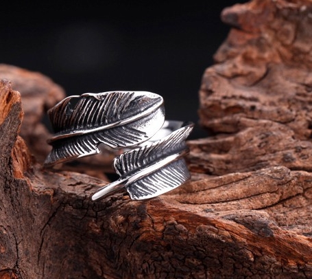 Prsten listy - ocelový