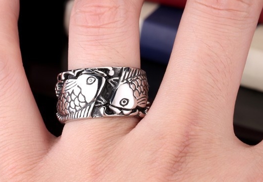Prsten ryby - ocelový