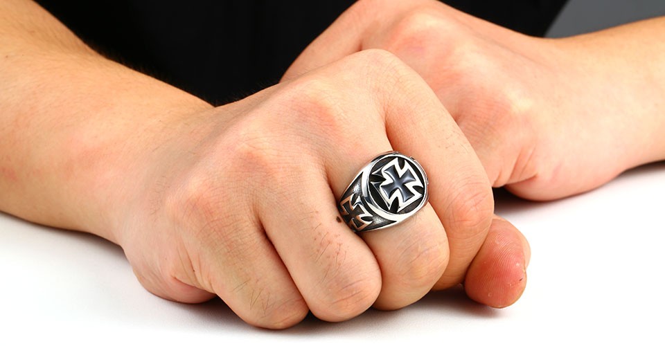 Prstýnek kříž (ocel) 6