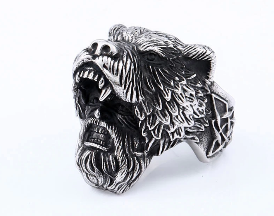 Prsten medvěd - ocelový
