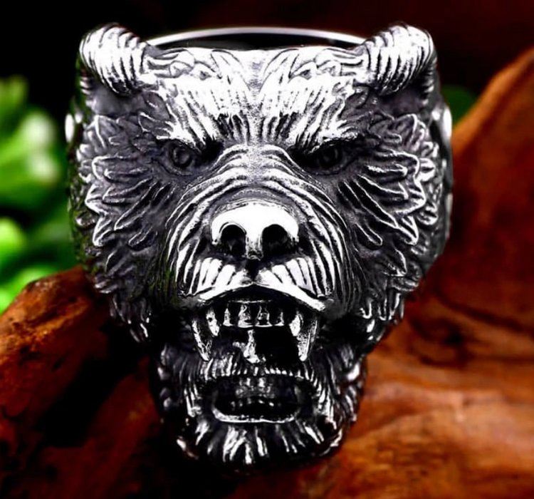 Prsten medvěd - ocelový