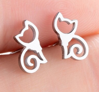 Náušnice kočka (ocel) 5 st