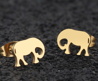 Náušnice slon (ocel) 4 - zl