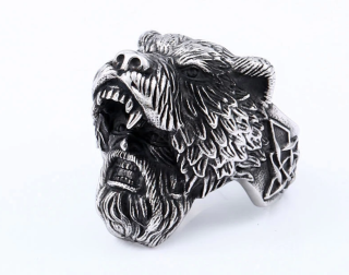 Prsten medvěd - ocelový