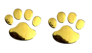 Samolepka (na auto, notebook) tlapky (3) - zlatá 3D