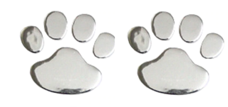 Samolepka (na auto, notebook) tlapky (3) - stříbrná 3D