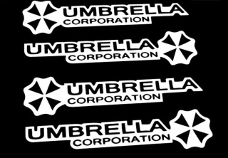 Samolepka (na auto, notebook) Resident Evil - Umbrella Corporation - 4 ks - bílá