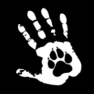 Samolepka (na auto, notebook) tlapka a ruka (bílá)