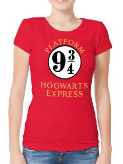Dámské tričko Harry Potter - nástupiště 9 a 3/4 - červená
