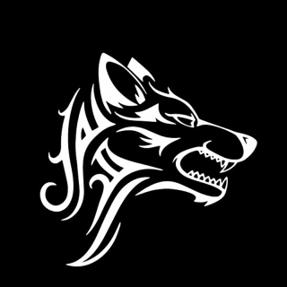 Samolepka (na auto, notebook) vlk (7) bílá