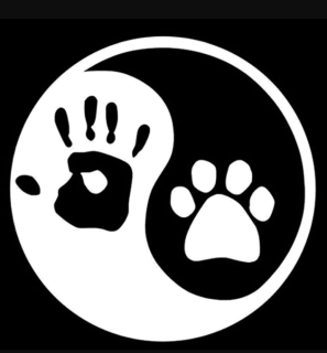 Samolepka (na auto, notebook) Yin yang - tlapka a ruka (bílá) 2