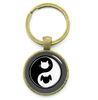 Klíčenka Yin yang (pes a kočka) - bronzová