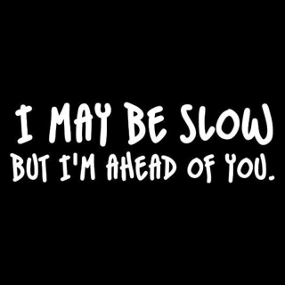 Samolepka (na auto, notebook) I may be slow but I am ahead of you (bílá)