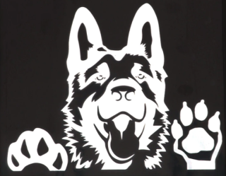 Samolepka (na auto, notebook) německý ovčák - bílá (3)